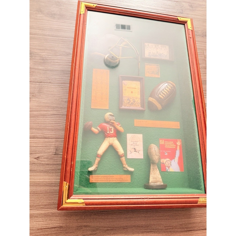 Vintage Football Shadow Box Wall Decor Framed Display Man Cave Sports - Picture 2 of 7